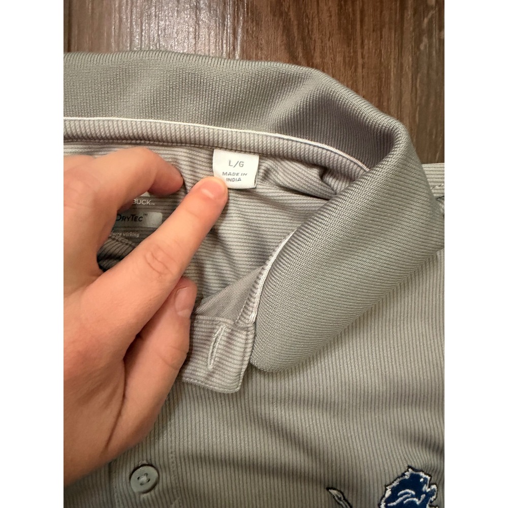 Cutter & Buck Detroit Lions Mens Grey CB DryTec Performance Polo Shirt Large - Picture 3 of 4